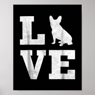 Poster I Love French Bulldog Français Amoureux des chiens