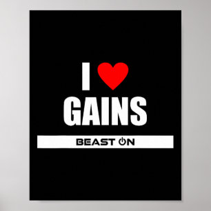Poster I Love Gains Bodybuilding Gainz Gym Fitness Traini