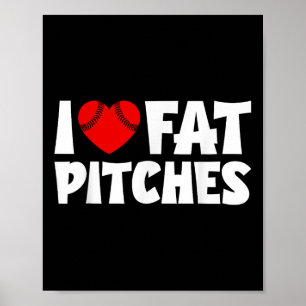 Poster I Love Gros Pitches Heart Baseball Design I Heart