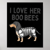 Poster I Love Her Boo Bees Funny Halloween Dachshund Ween (Devant)