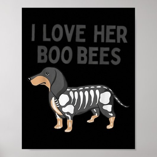 Poster I Love Her Boo Bees Funny Halloween Dachshund Ween (Devant)