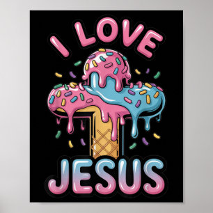 Poster I Love Jesus Kids Christian Ice Cream Drip Boys Gi
