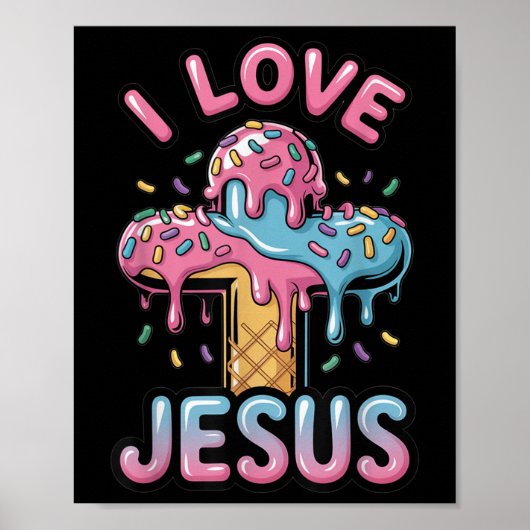 Poster I Love Jesus Kids Christian Ice Cream Drip Boys Gi (Devant)