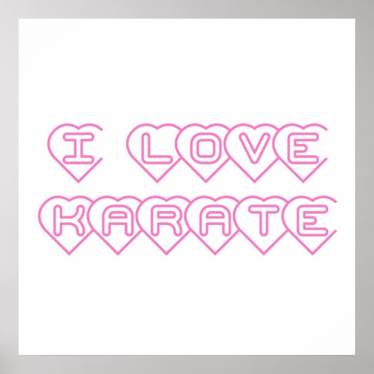 Poster I Love Karate Pink Hearts (Devant)