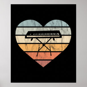 Poster I Love Keyboard and Synthie Retro Heart
