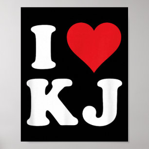 Poster I Love Kj Initials I Heart K.j. Prénom K