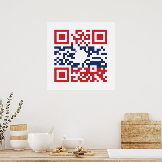 Poster I Love Laos (Khoy Huk Lao) Drapeau QR Code | Geek (Cuisine)