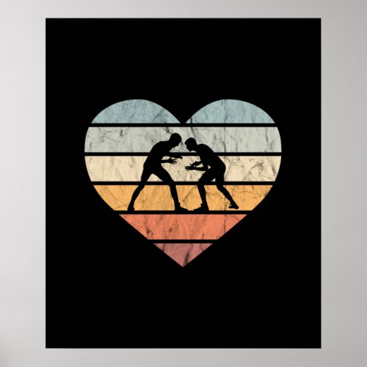 Poster I Love Lutte Coeur Rétro (Devant)