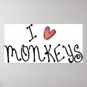Poster I Love Monkeys Cute Handwritten Typography (Devant)