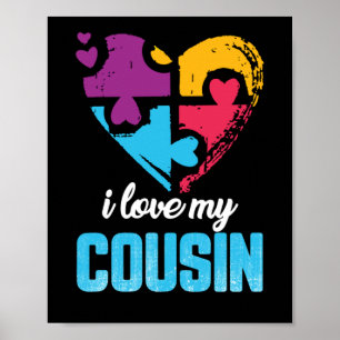 Poster I Love My Cousin Love Heart Sensibilisation sur l'