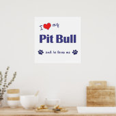 Poster I Love My Pit Bull (Chien mâle) (Cuisine)