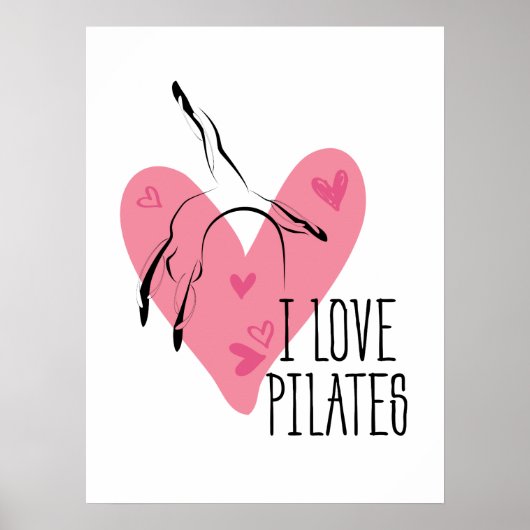 Poster I LOVE PILATES Pilates Pose sur baril (Devant)