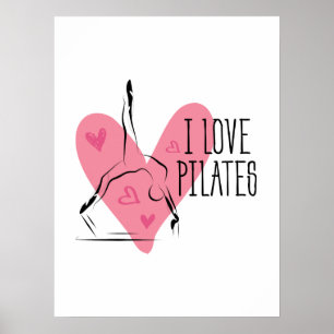 Poster I LOVE PILATES Pilates Pose sur Réformateur
