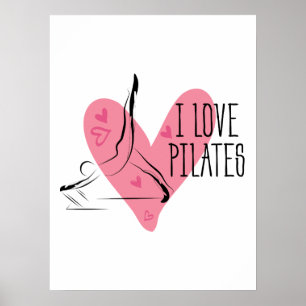 Poster I LOVE PILATES Pilates Pose sur Réformateur