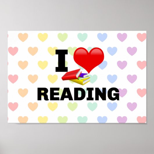 Poster I Love Reading, design coloré (Devant)