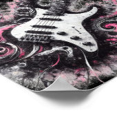 Poster I Love Rock N Roll Guitare électrique rose noir (Coin)