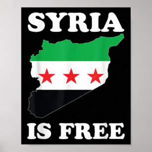 Poster I Love Syria Is Free Syrian Map Nouveau drapeau sy
