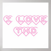 Poster I Love TKD Coeurs roses (Devant)