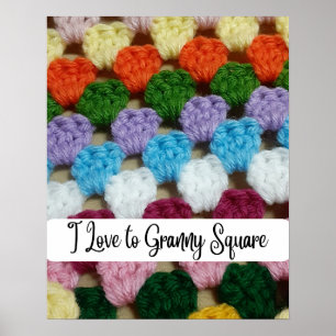 Poster I Love to Granny Carré Crochet Wall Art