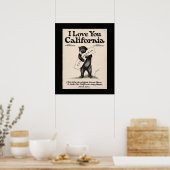 Poster I Love You California Bear (Cuisine)