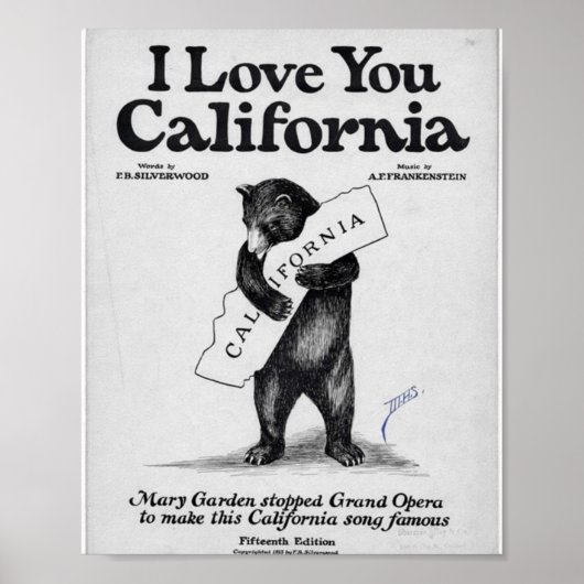 Poster I Love You California Sheet Music (Devant)
