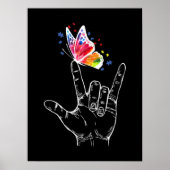 Poster I Love You Hand Sign Language Butterfly Autism (Devant)