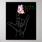 Poster I Love You Main Sign Language Butterfly Autism Awa (Devant)