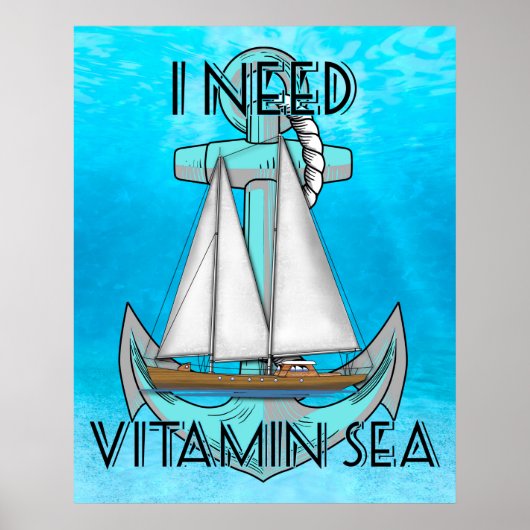 Poster I Need Vitamin Sea Boat (Devant)