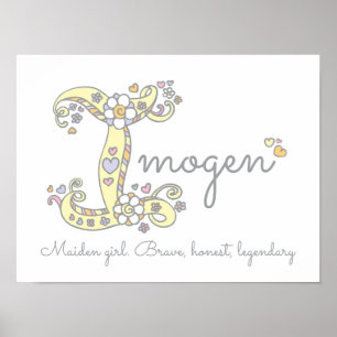 Poster I pour Imogen nom d'art doodé initial signifiant