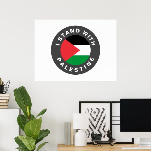 Poster I Stand with Palestine custom text and flag (Bureau à domicile)