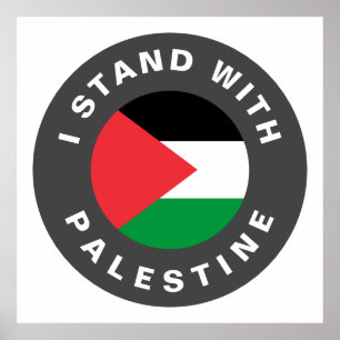 Poster I Stand with Palestine flag texte personnalisé
