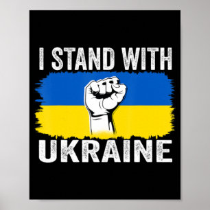 Poster I Stand With Ukraine Ukrainian Flag Support Ukrain