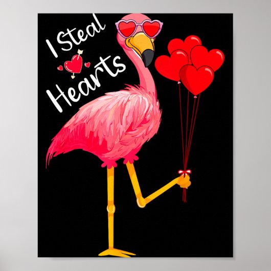 Poster I Steal Hearts Funny Flamingo Lover Valentine's Da (Devant)