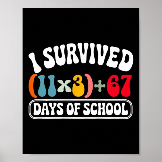 Poster I Survived 100 Days School Groovy Math Equation 10 (Devant)