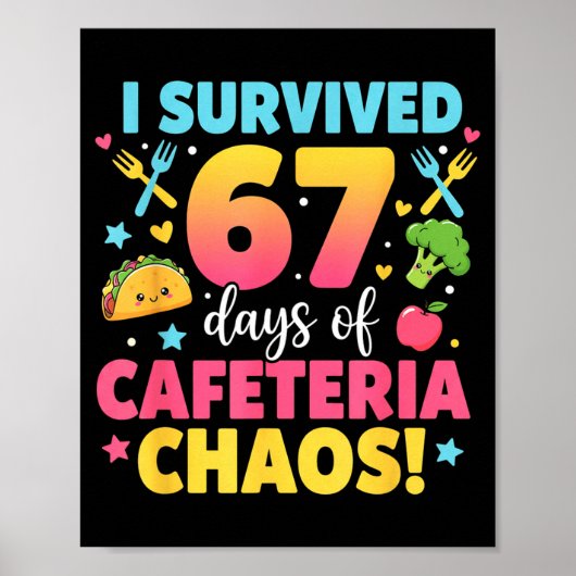 Poster I Survived 67 Days Of Cafeteria Chaos Meme (Devant)