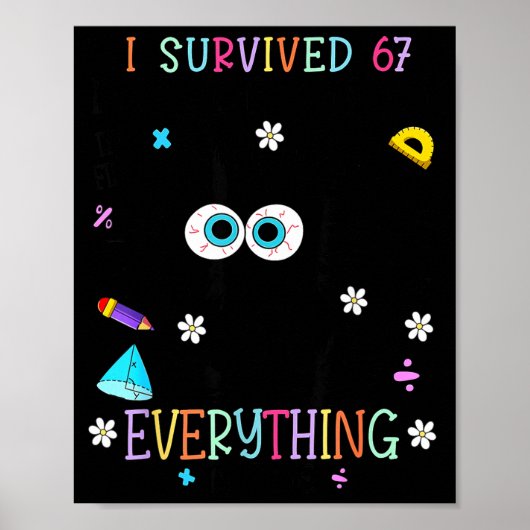 Poster I Survived 67 Days Of School Funny Cat Six Seven M (Devant)