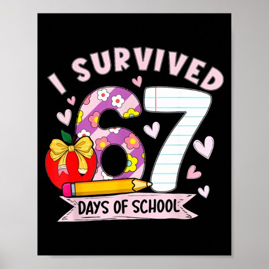 Poster I Survived 67 Days Of School Funny Leopard Student (Devant)