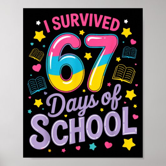 Poster I Survived 67 Days Of School Funny Meme Teacher St (Devant)