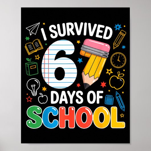 Poster I Survived 67 Days Of School Funny Meme Teacher St (Devant)