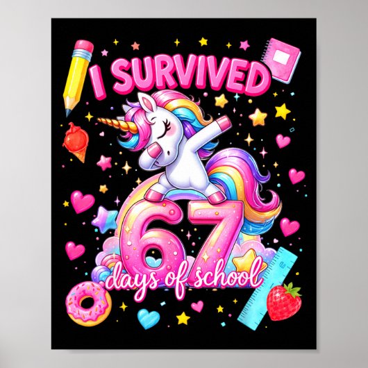 Poster I Survived 67 Days Of School Funny Six Seven Teach (Devant)