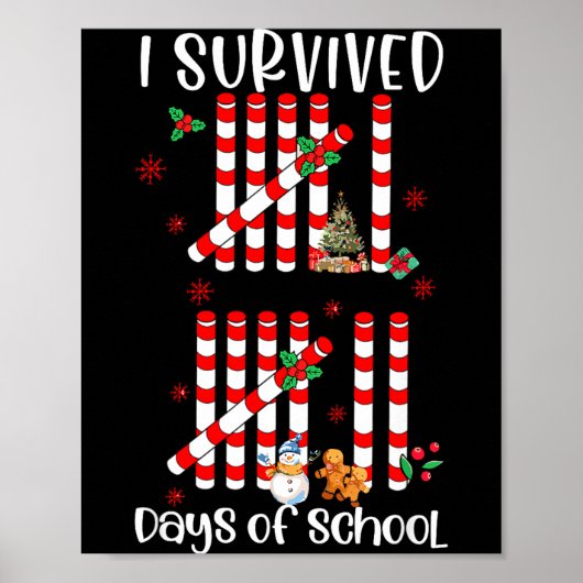 Poster I Survived 67 Days Of School Funny Six Seven Xmas (Devant)