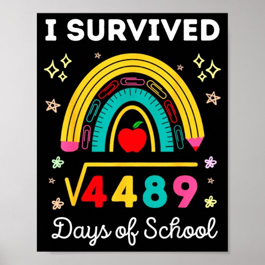 Poster I Survived Square Root 4489 67 Days Of School Math (Devant)
