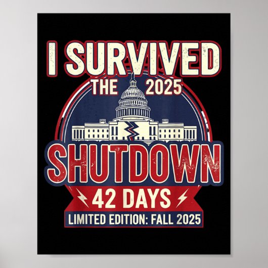 Poster I Survived The 2025 Shutdown Funny Litical Quote (Devant)