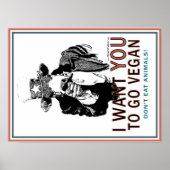 Poster I Want You To Go Vegan (Devant)