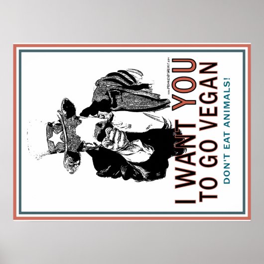 Poster I Want You To Go Vegan (Devant)