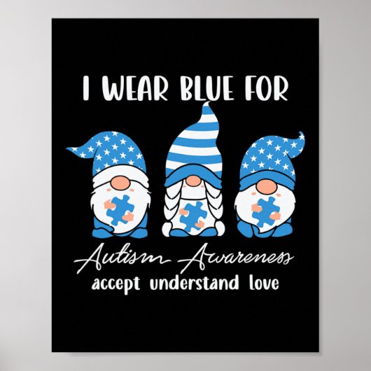Poster I Wear Blue for Autism Aware Accept (Devant)