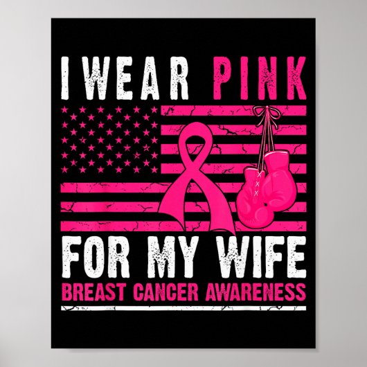 Poster I Wear Nk For My Wife Breast Cancer Husband Cancer (Devant)