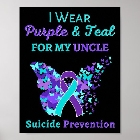 Poster I Wear Purple and Teal for My Uncle Suicide Preven (Devant)