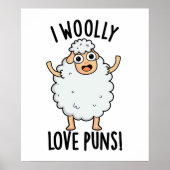 Poster I Wooly Love Puns Funny Sheep Pun  (Devant)