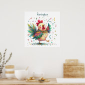 Poster IA Nursery Art Folk Art Style poulet ou coq (Cuisine)